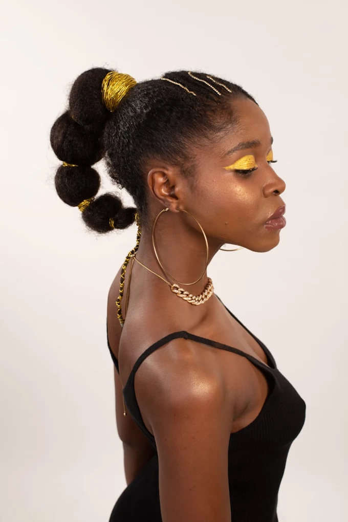 Editorial bubble ponytail on natural hair styled by Lux Hair & Skin Lounge Surrey